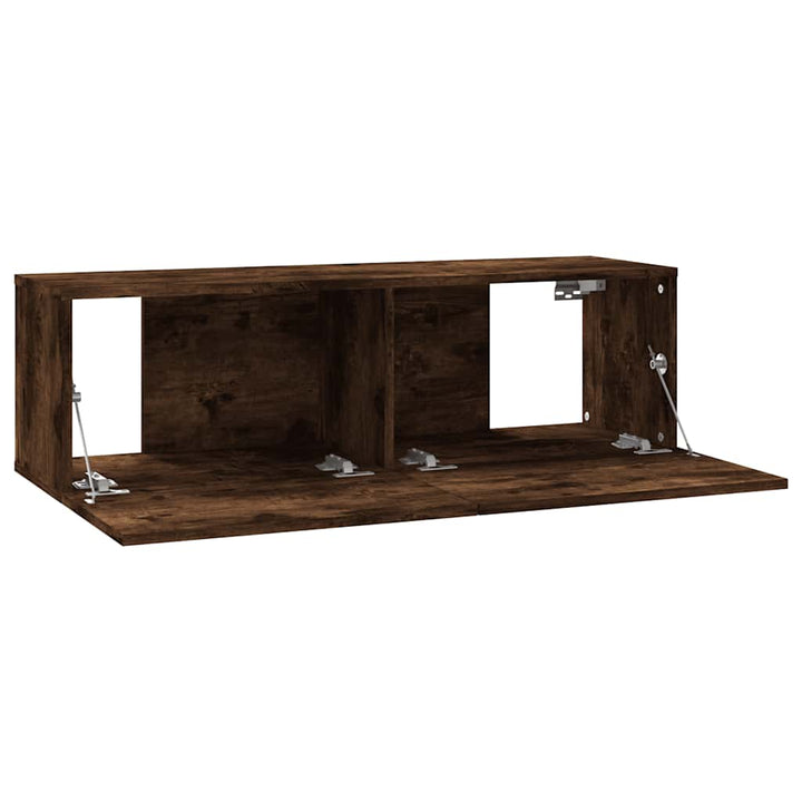 væghængt tv-bord 100x30x30 cm konstrueret træ røget egetræ