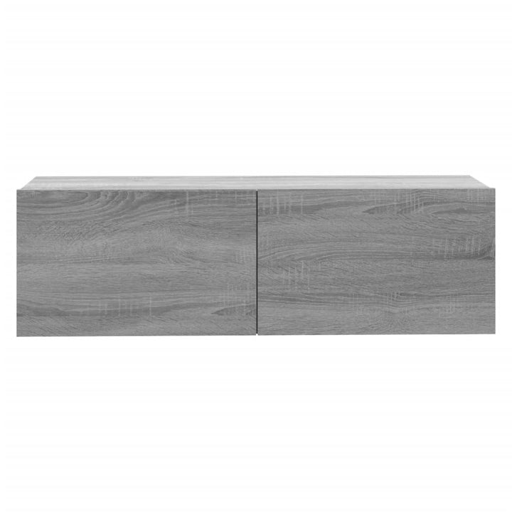 væghængt tv-bord 100x30x30 cm konstrueret træ grå sonoma-eg