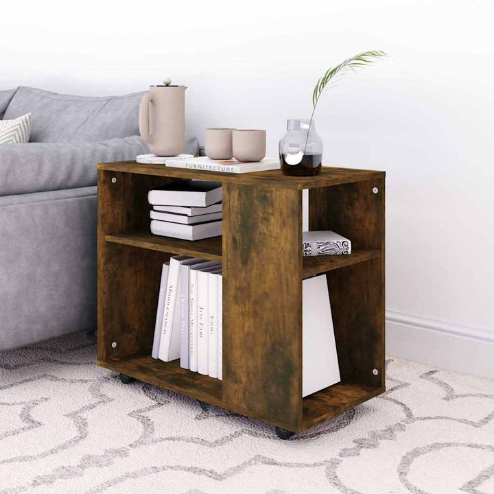 sidebord 70x35x55 cm konstrueret træ røget egetræsfarve