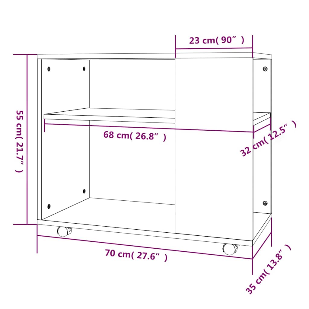 sidebord 70x35x55 cm konstrueret træ røget egetræsfarve