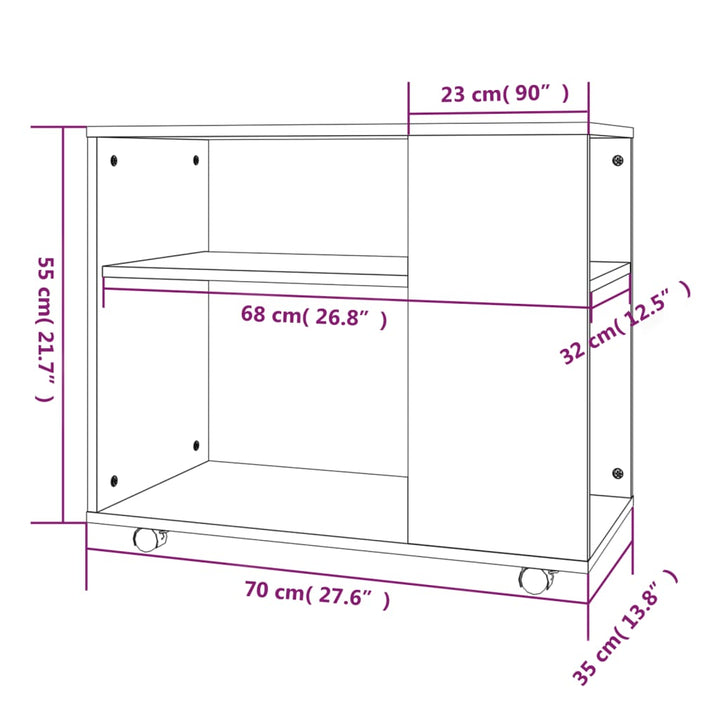 sidebord 70x35x55 cm konstrueret træ brun egetræsfarve
