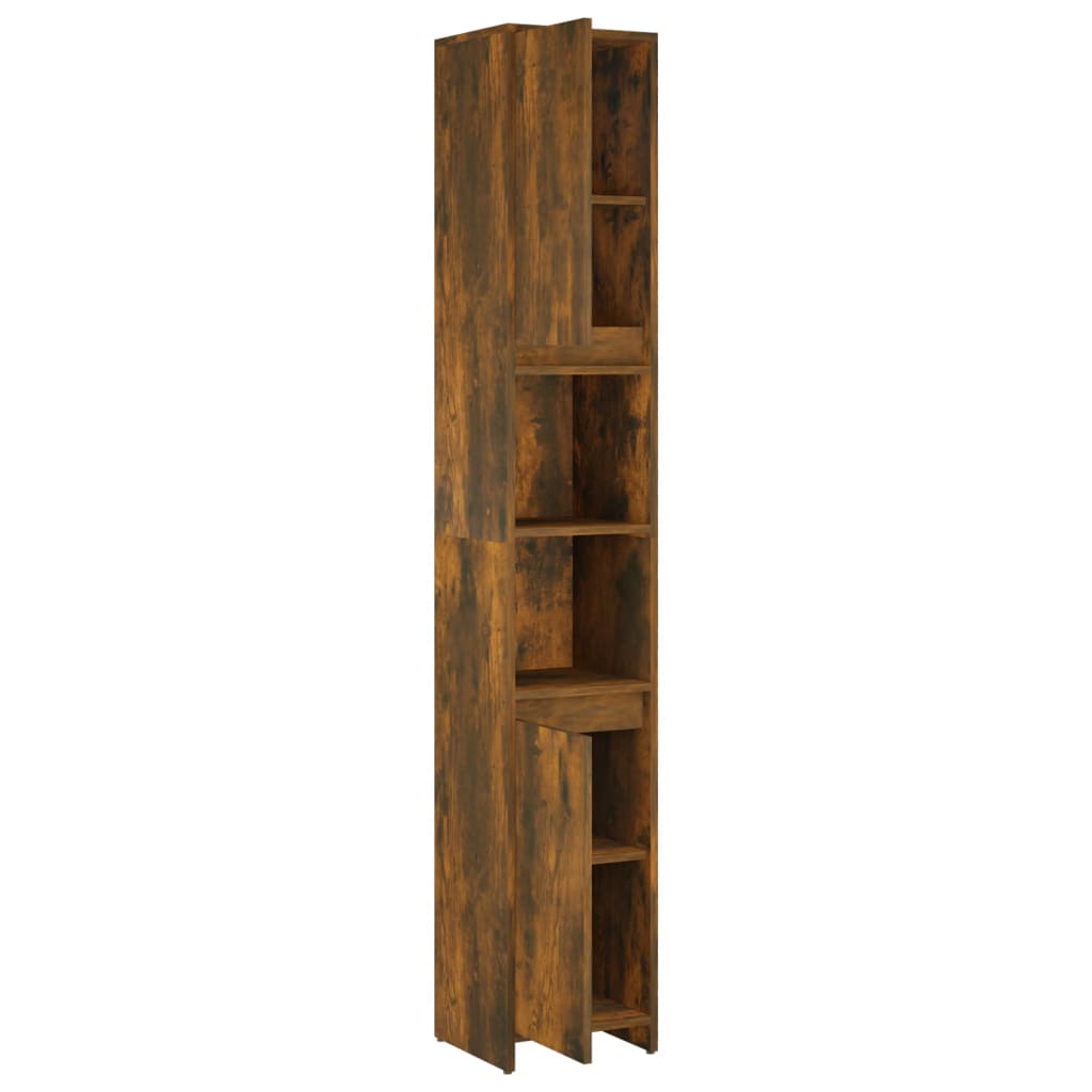 badeværelsesskab 30x30x183,5 cm konstrueret træ røget egetræ