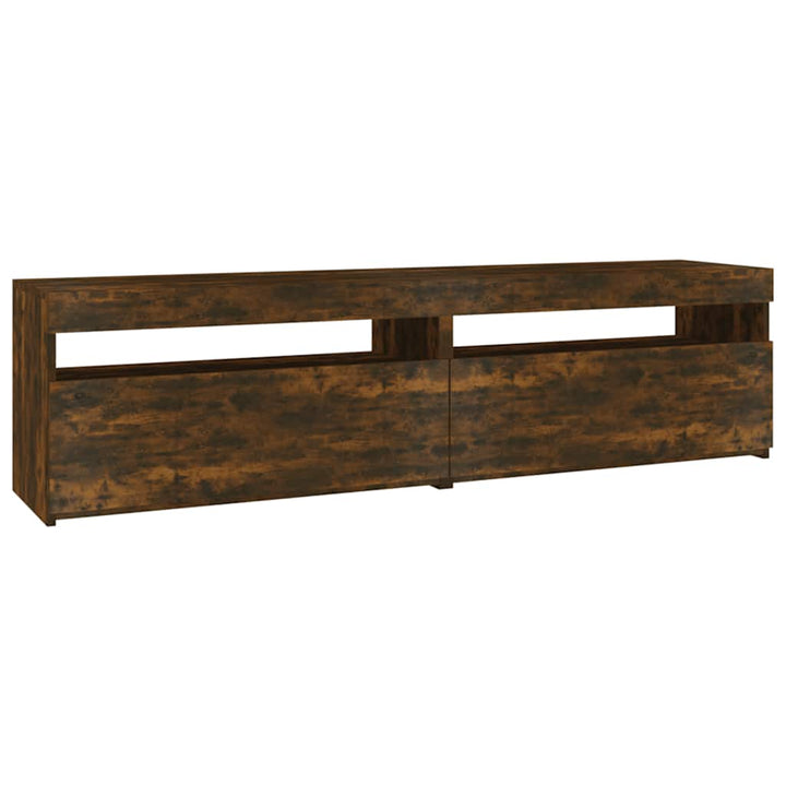 tv-borde 2 stk. med LED-lys 75x35x40 cm røget egetræsfarve