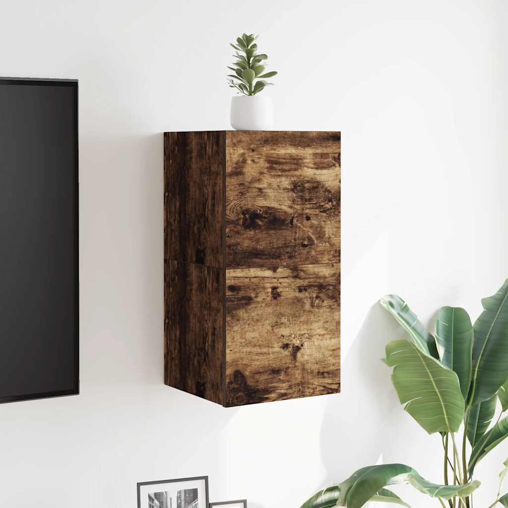 væghængte tv-skabe 2 stk. 30,5x30x30 cm røget egetræsfarve