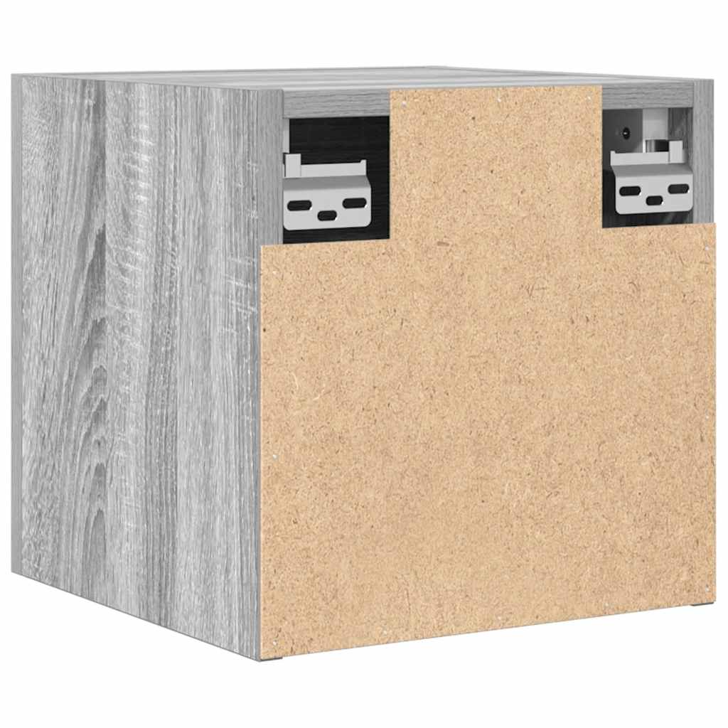 væghængtee tv-skab 2 stk. 30,5x30x30 cm grå og sonoma-eg