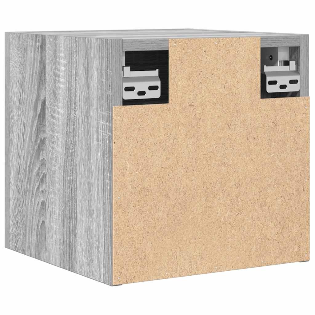 væghængtee tv-skab 4 stk. 30,5x30x30 cm grå og sonoma-eg
