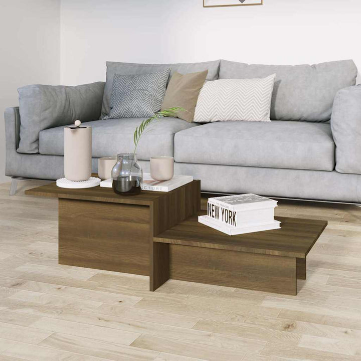 sofabord 111,5x50x33 cm konstrueret træ brun egetræ