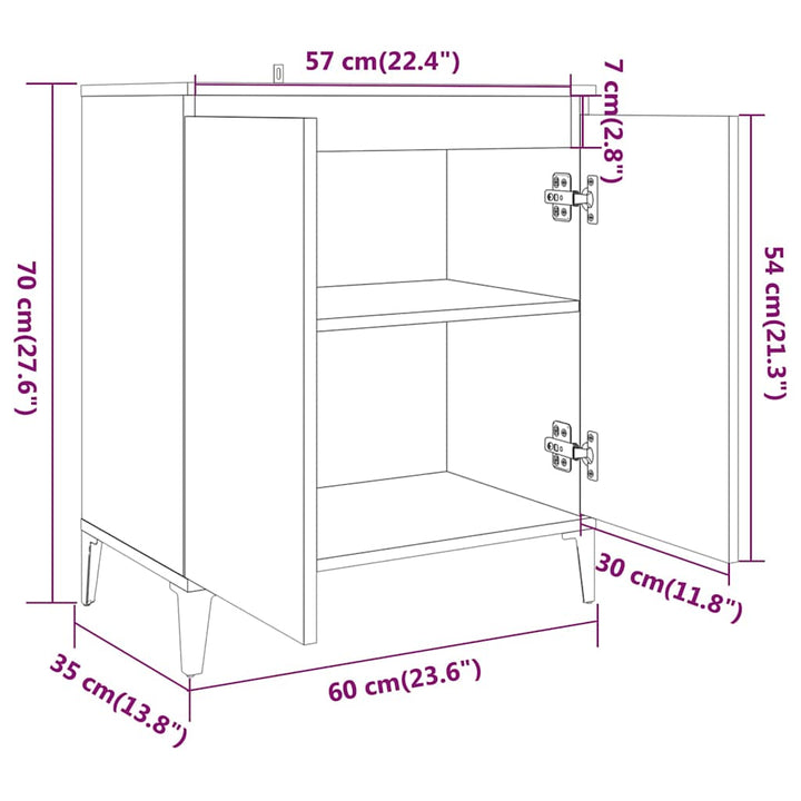 skænk 60x35x70 cm konstrueret træ røget egetræsfarve