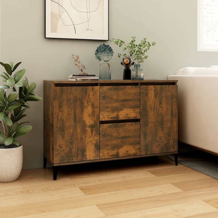 skænk 102x35x70 cm konstrueret træ røget egetræsfarve