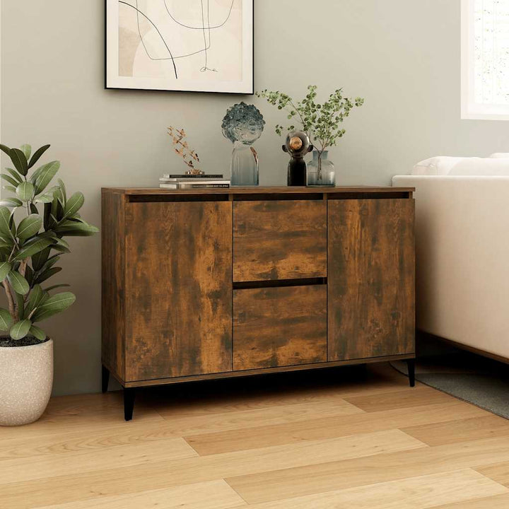 skænk 102x35x70 cm konstrueret træ røget egetræsfarve