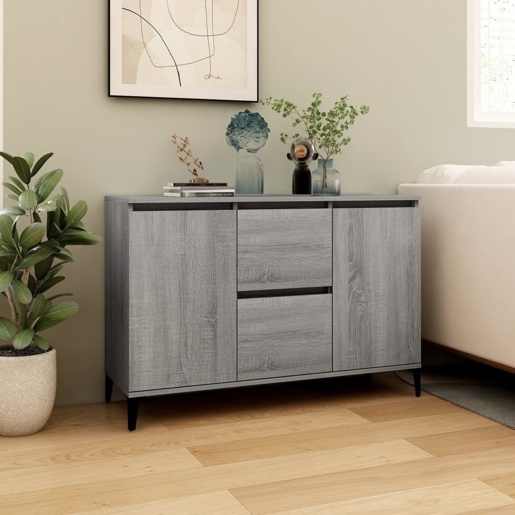 skænk 102x35x70 cm konstrueret træ grå sonoma-eg