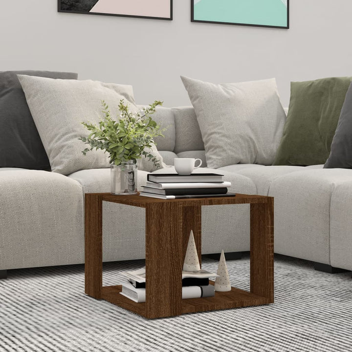 sofabord 40x40x30 cm konstrueret træ brun egetræsfarve