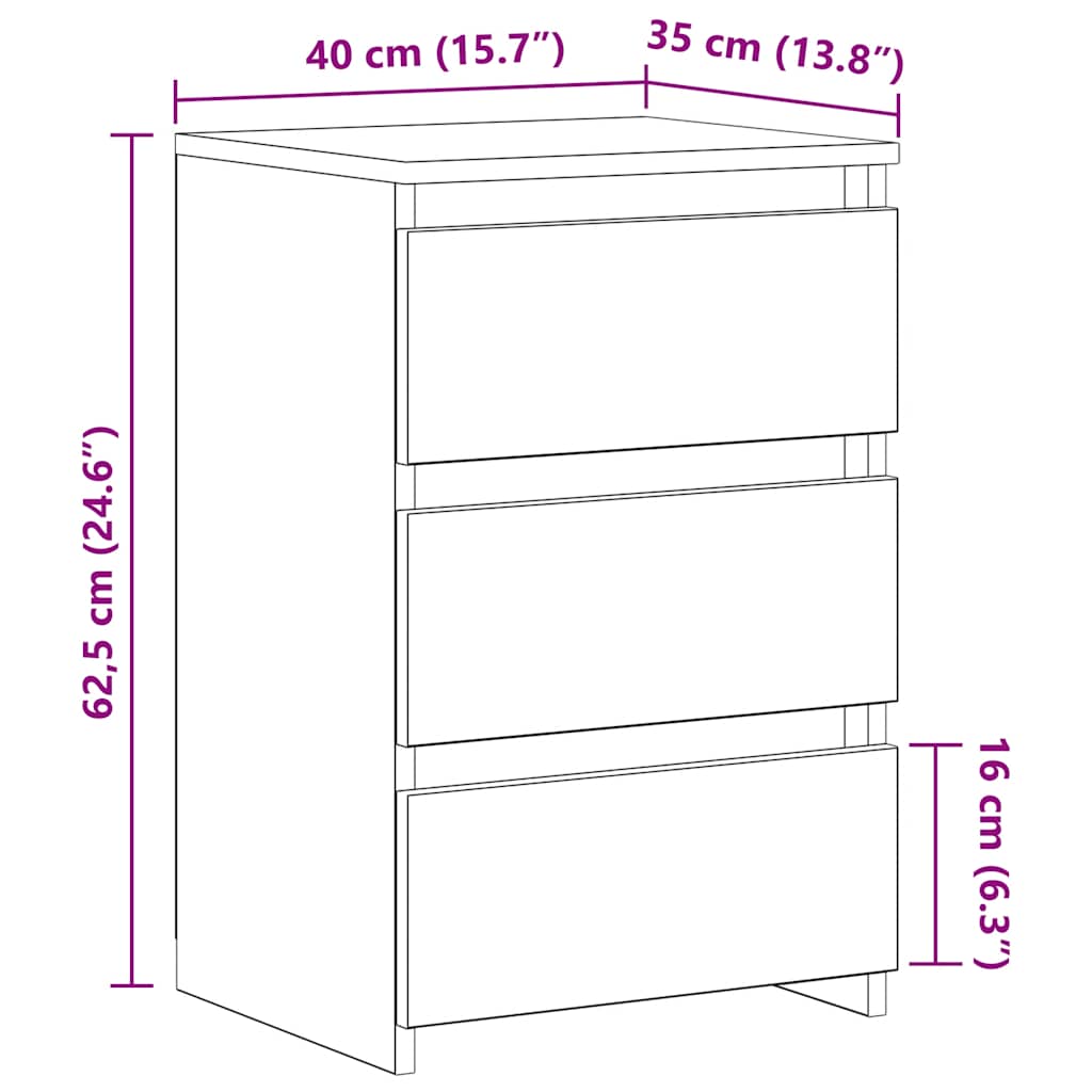 sengeborde 2 stk. 40x35x62,5 cm konstrueret træ røget egetræ