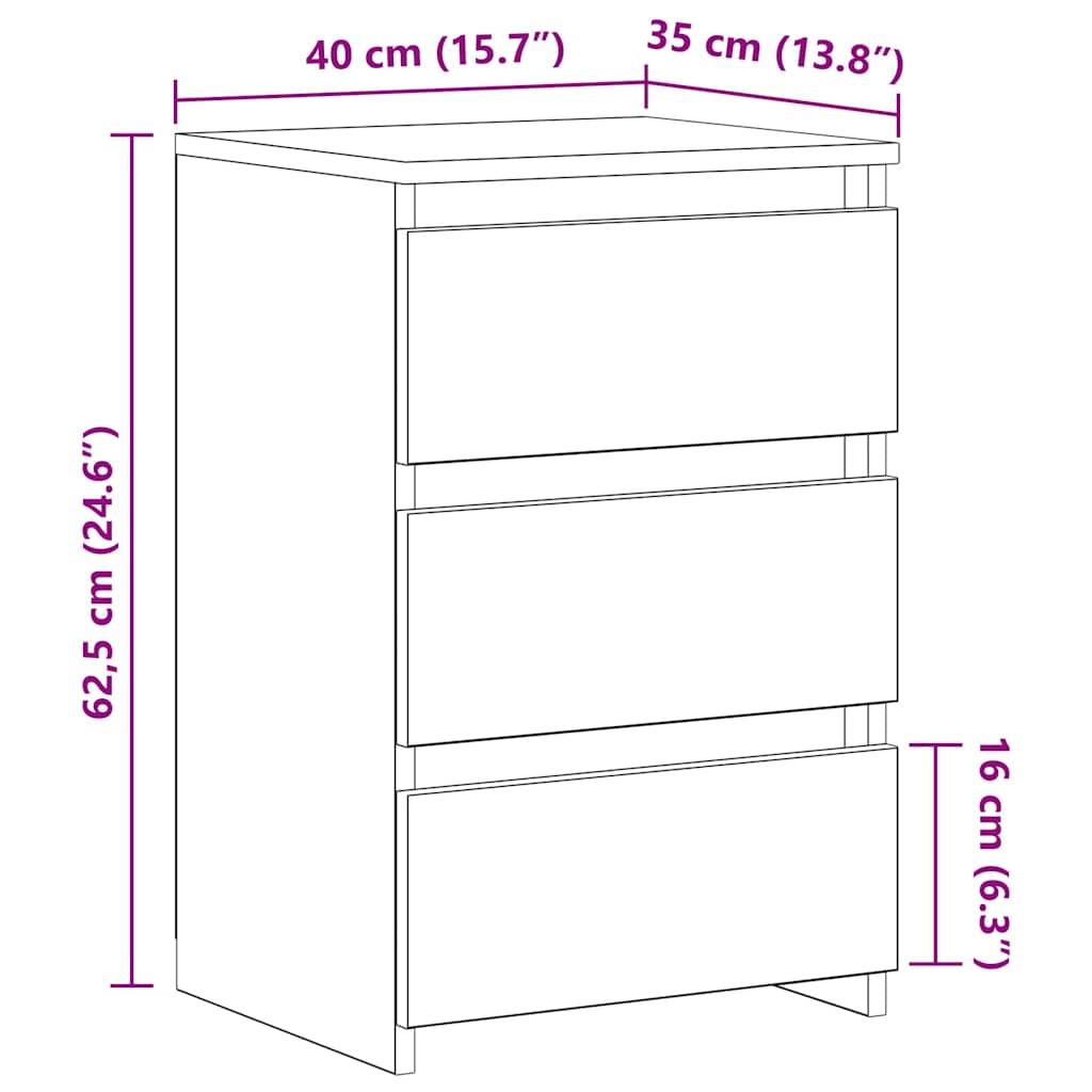 sengeborde 2 stk. 40x35x62,5 cm konstrueret træ røget egetræ