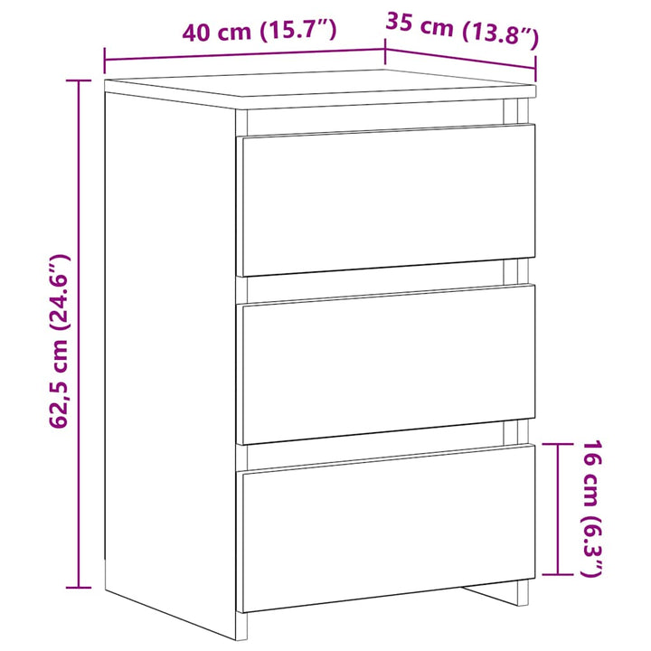 sengeborde 2 stk. 40x35x62,5 cm konstrueret træ røget egetræ