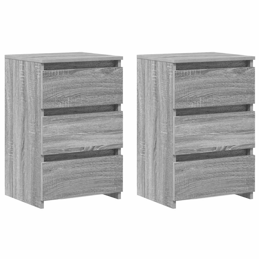 sengeborde 2 stk. 40x35x62,5 cm konstrueret træ grå sonoma-eg