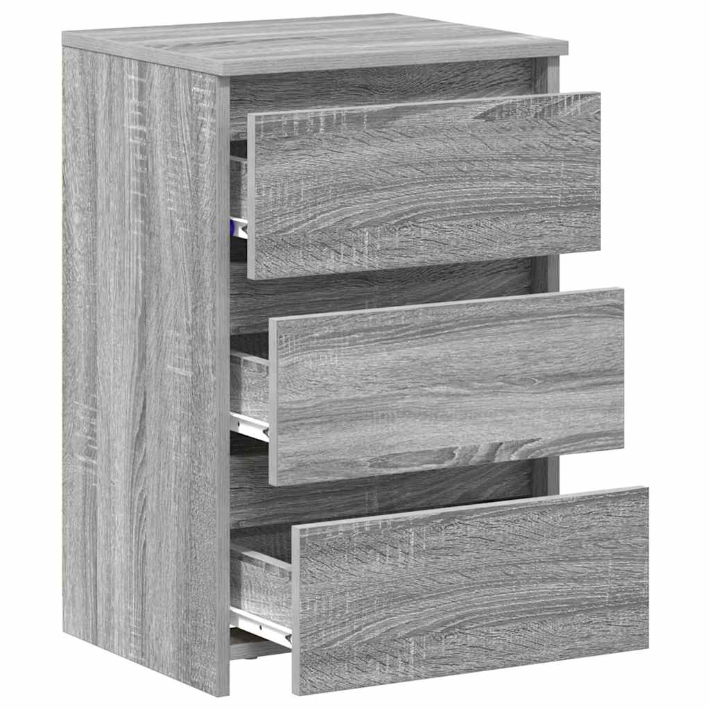 sengeborde 2 stk. 40x35x62,5 cm konstrueret træ grå sonoma-eg