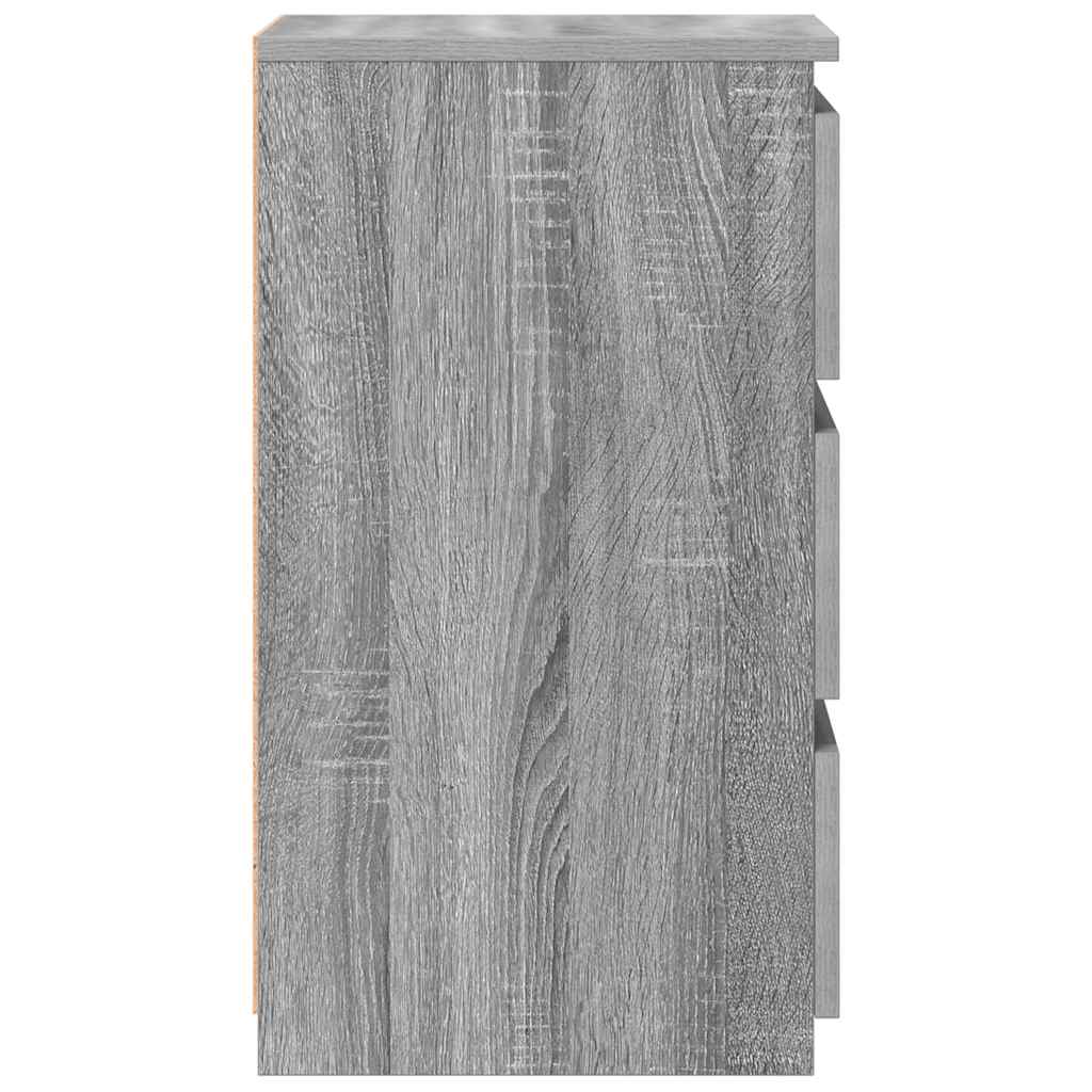 sengeborde 2 stk. 40x35x62,5 cm konstrueret træ grå sonoma-eg