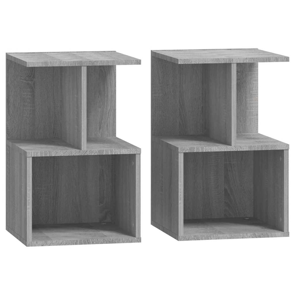 sengeborde 2 stk. 35x35x55 cm konstrueret træ grå sonoma-eg