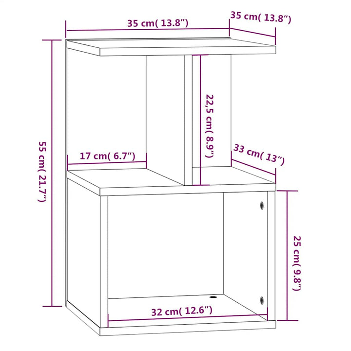 sengeborde 2 stk. 35x35x55 cm konstrueret træ grå sonoma-eg