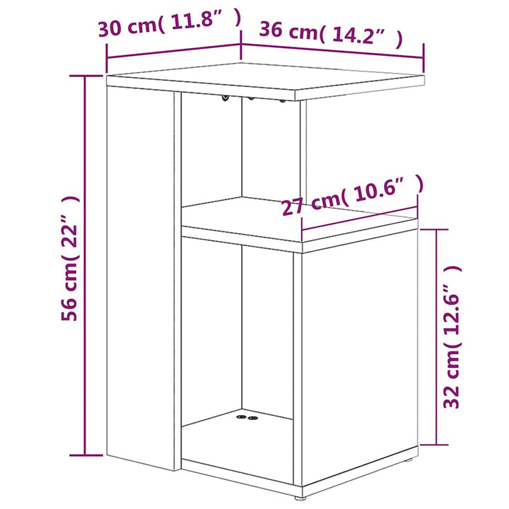 sidebord 36x30x56 cm konstrueret træ røget egetræsfarve
