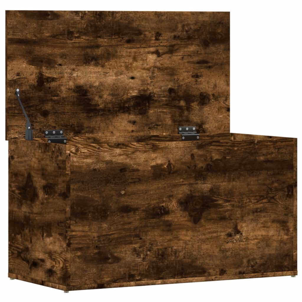 opbevaringskiste 84x42x46 cm konstrueret træ røget egetræsfarve