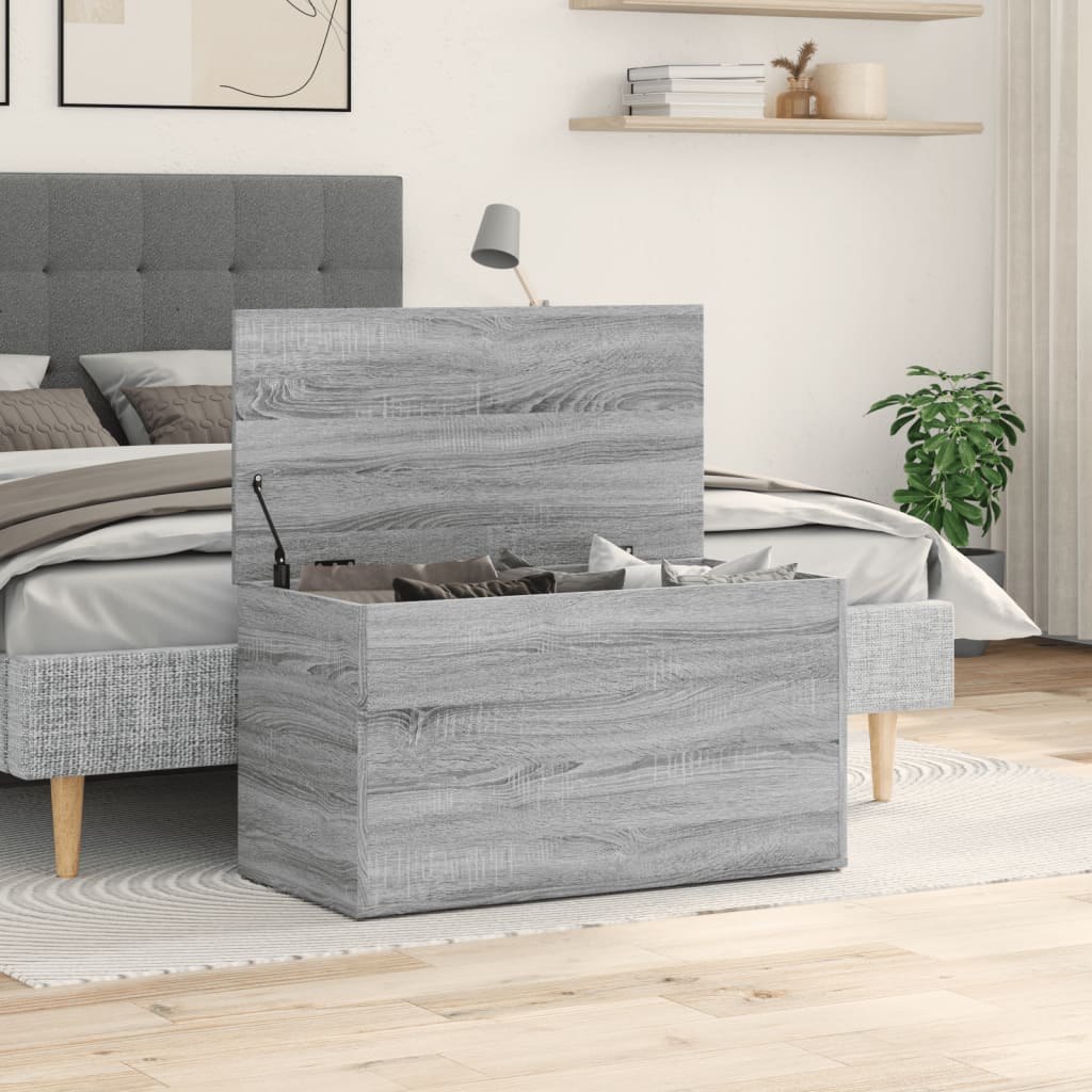 opbevaringskasse 84x42x46 cm konstrueret træ grå sonoma-eg