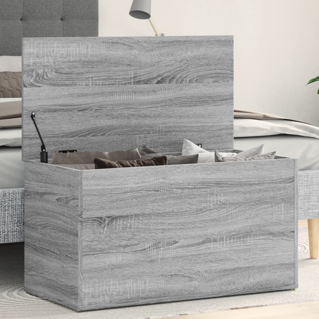 opbevaringskasse 84x42x46 cm konstrueret træ grå sonoma-eg