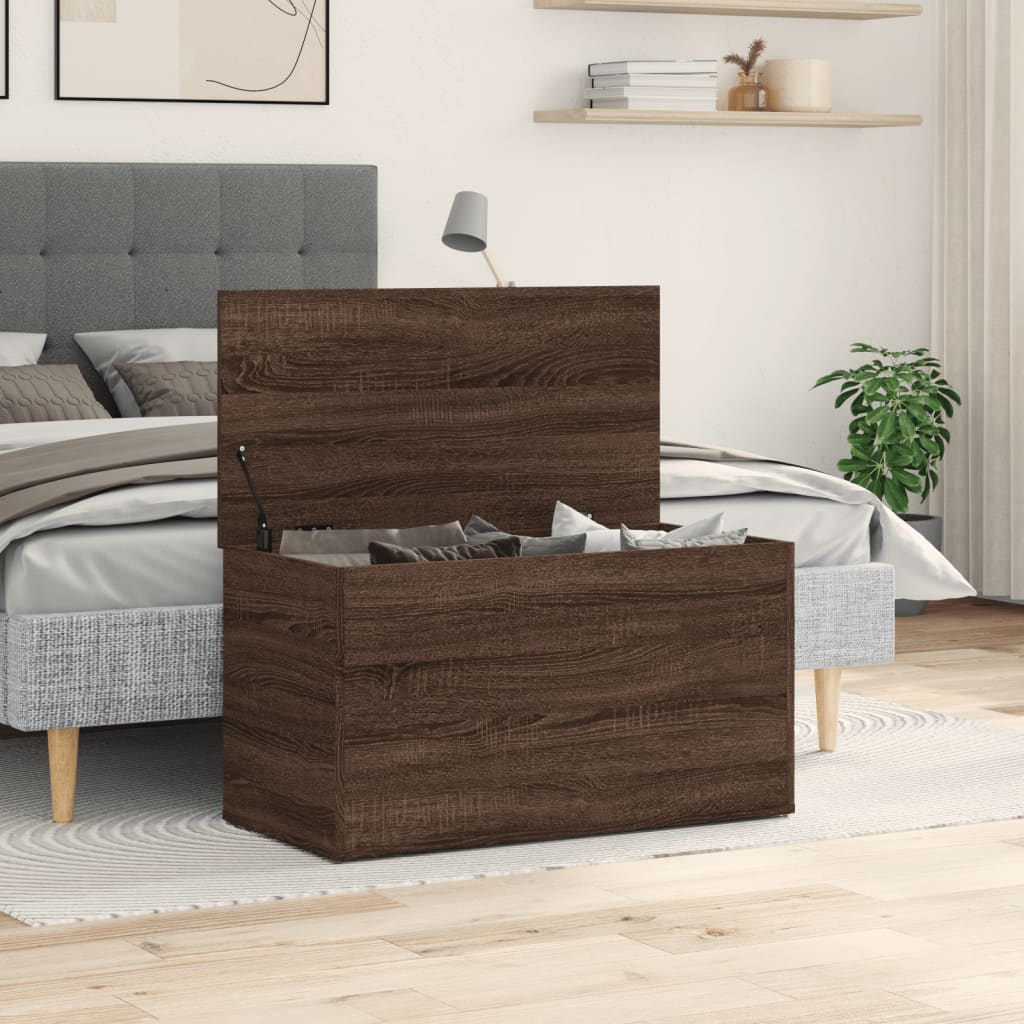 opbevaringskiste 84x42x46 cm konstrueret træ brun egetræsfarve