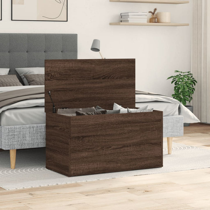 opbevaringskiste 84x42x46 cm konstrueret træ brun egetræsfarve