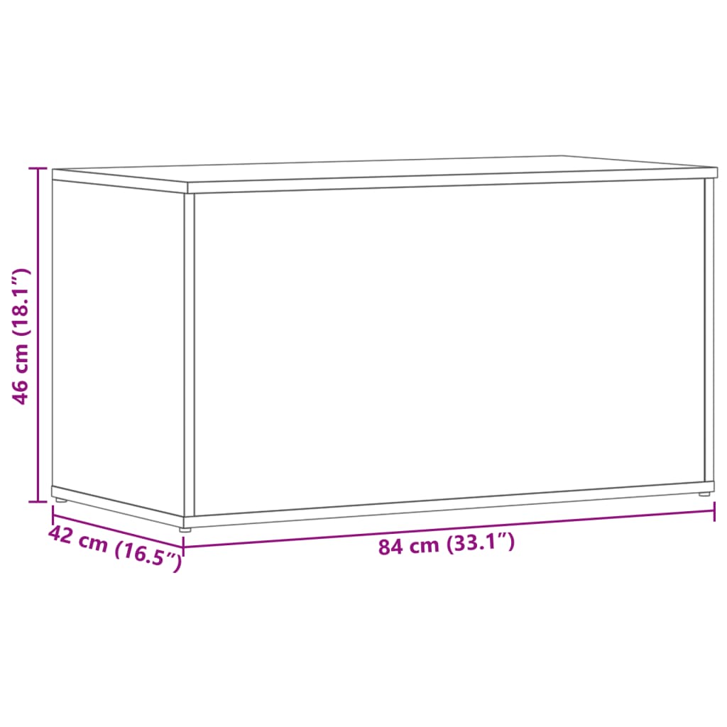opbevaringskiste 84x42x46 cm konstrueret træ brun egetræsfarve
