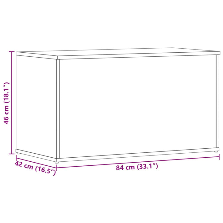 opbevaringskiste 84x42x46 cm konstrueret træ brun egetræsfarve