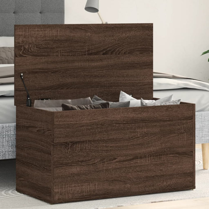 opbevaringskiste 84x42x46 cm konstrueret træ brun egetræsfarve