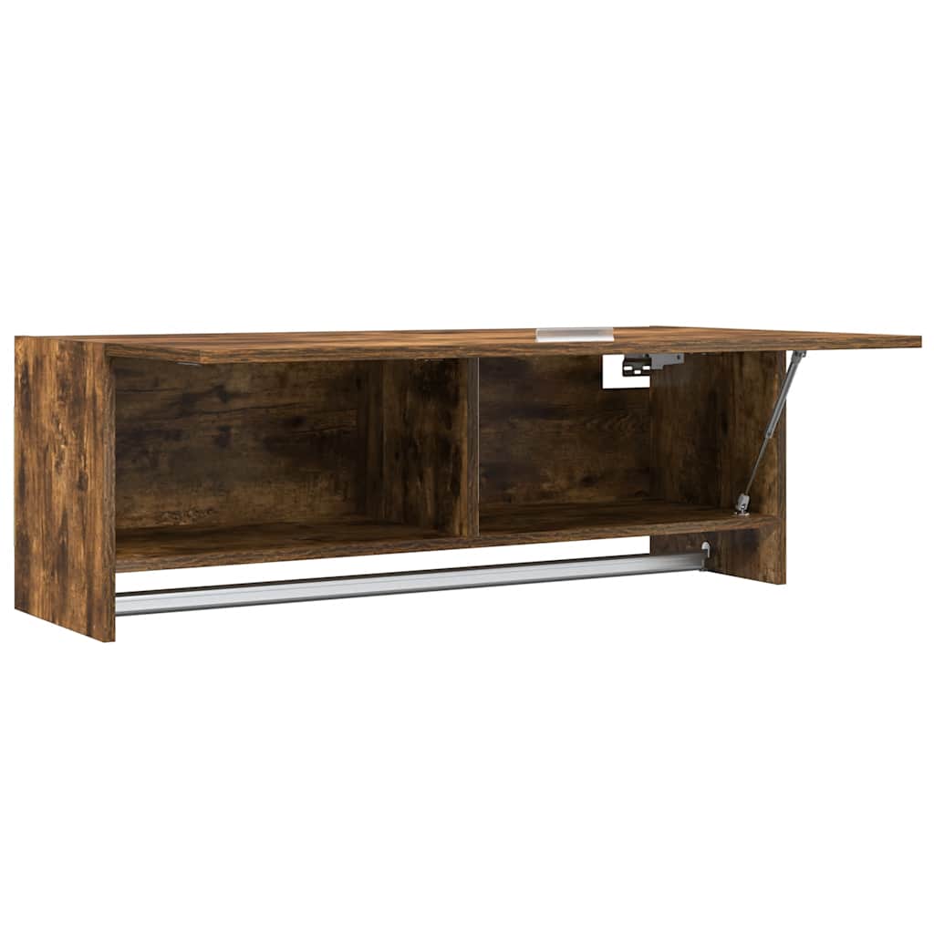 garderobeskab 100x32,5x35 cm konstrueret træ røget egetræsfarve
