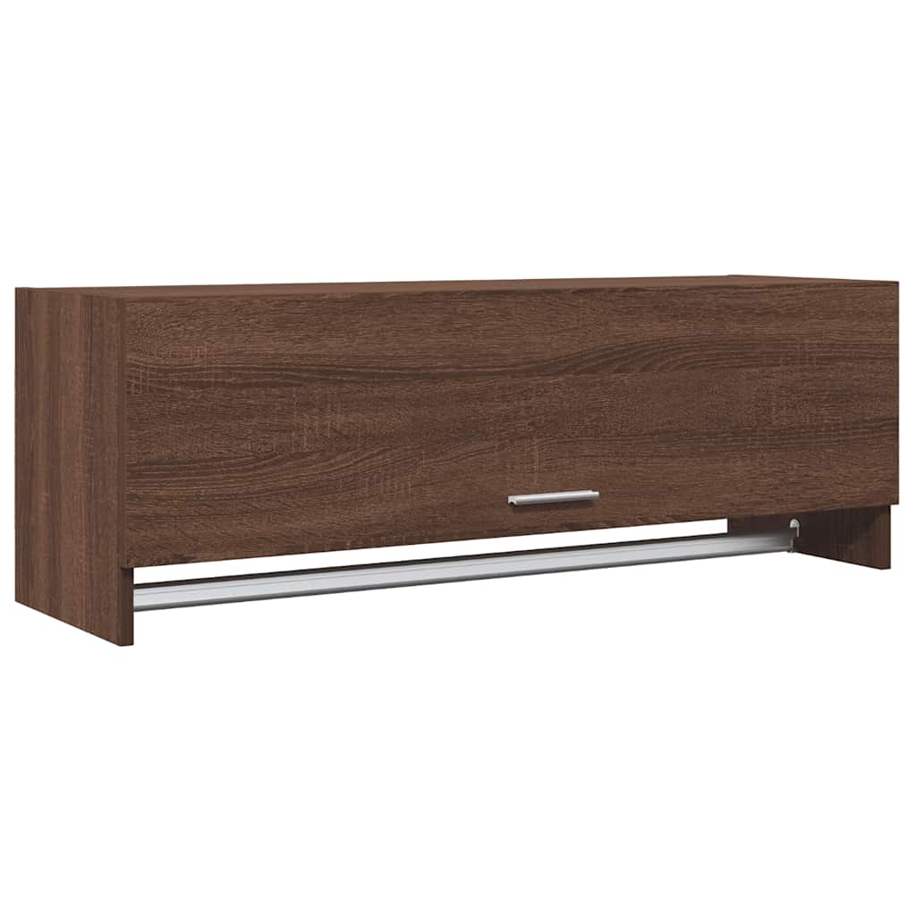 garderobeskab 100x32,5x35 cm konstrueret træ brun egetræsfarve