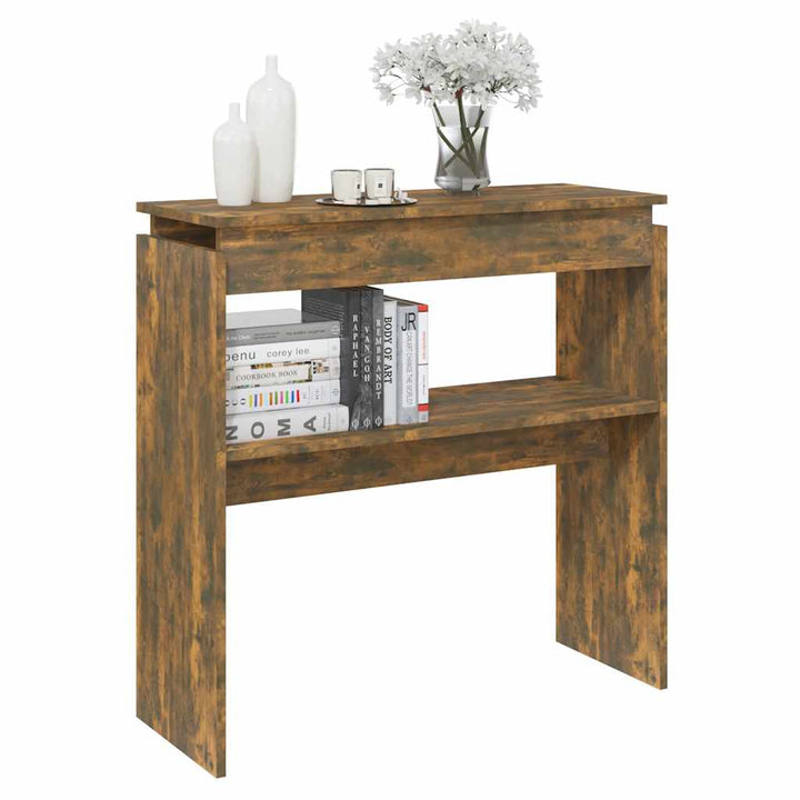 konsolbord 80x30x80 cm konstrueret træ røget egetræsfarve