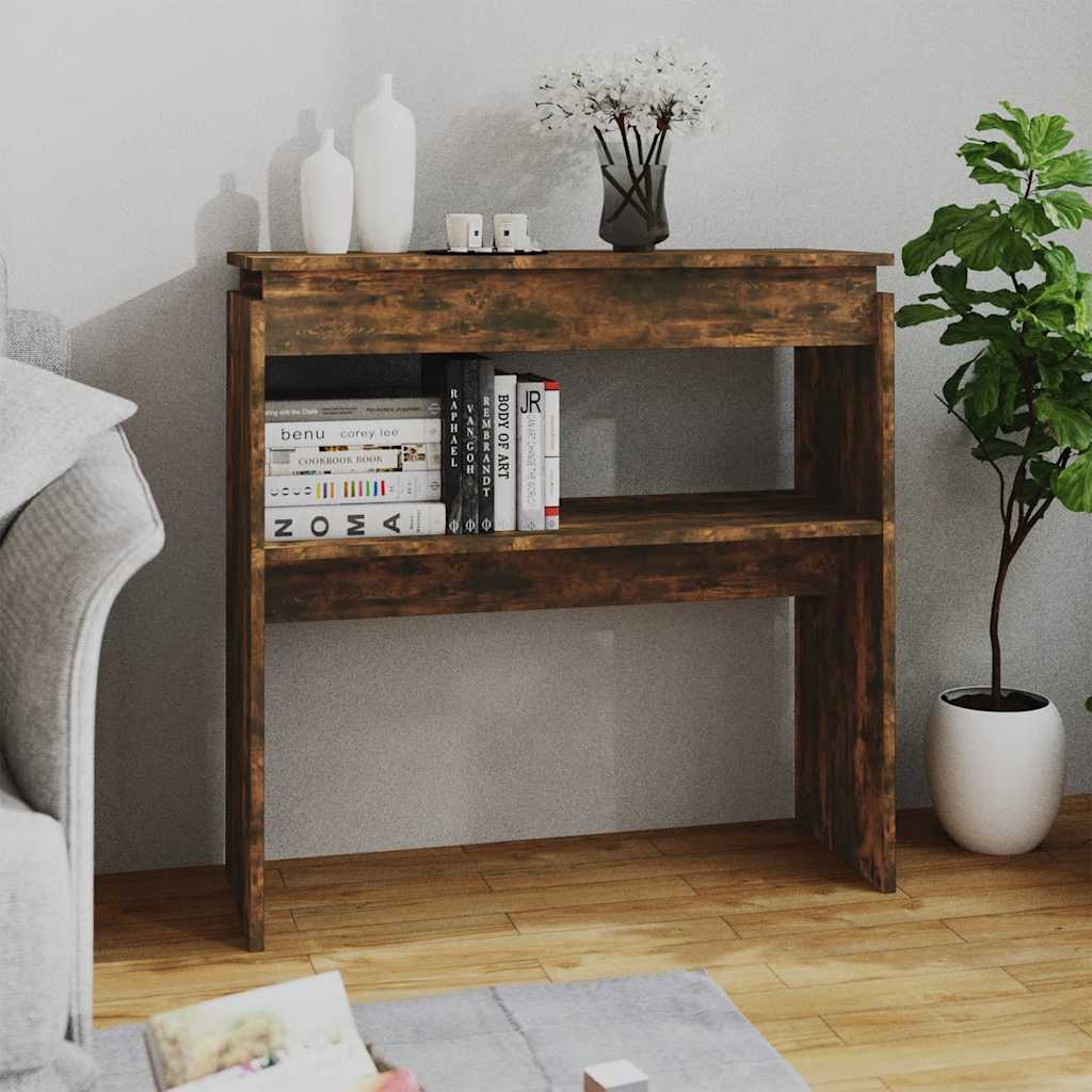 konsolbord 80x30x80 cm konstrueret træ røget egetræsfarve