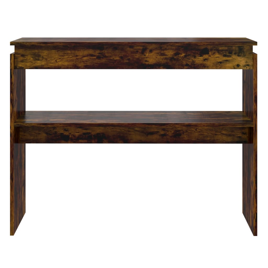 konsolbord 102x30x80 cm konstrueret træ røget egetræsfarve