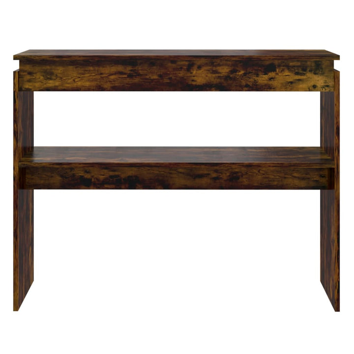 konsolbord 102x30x80 cm konstrueret træ røget egetræsfarve