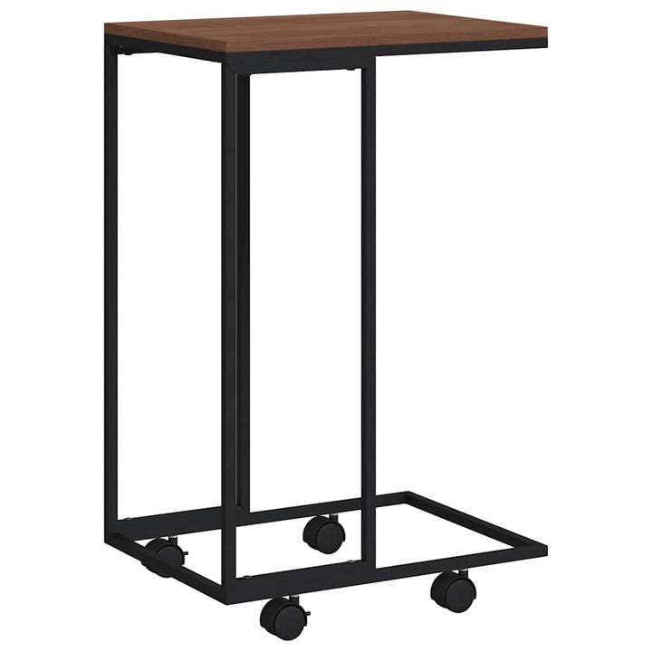 sidebord med hjul 40x30x63,5 cm konstrueret træ sort