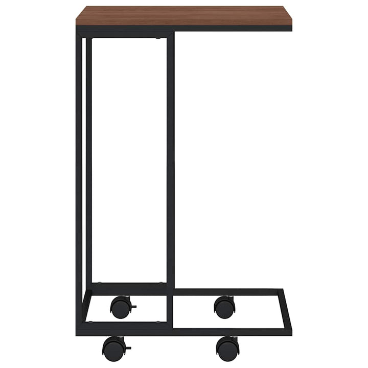 sidebord med hjul 40x30x63,5 cm konstrueret træ sort