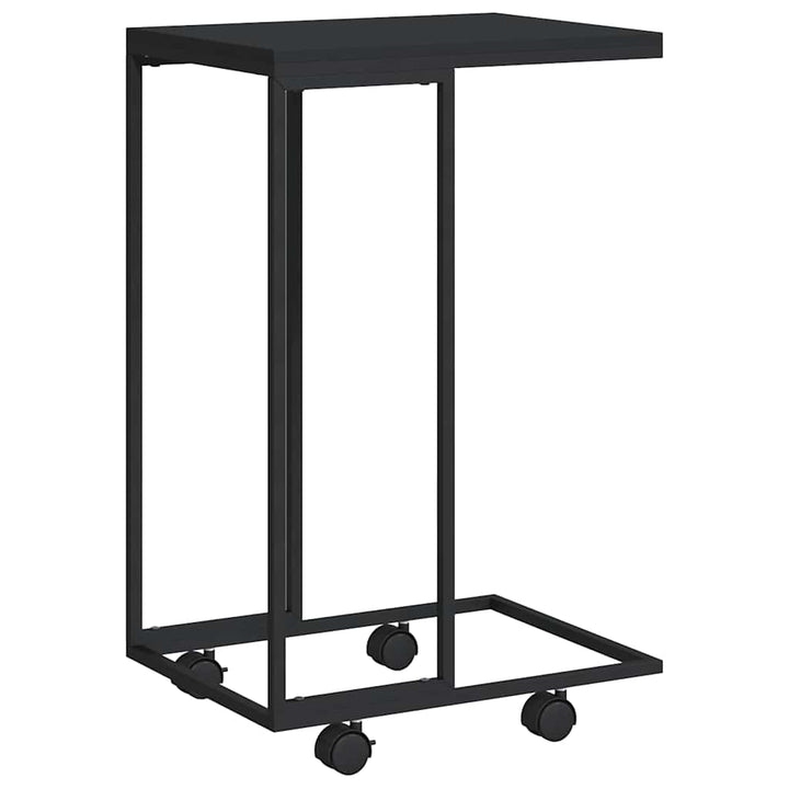 sidebord med hjul 40x30x63,5 cm konstrueret træ sort