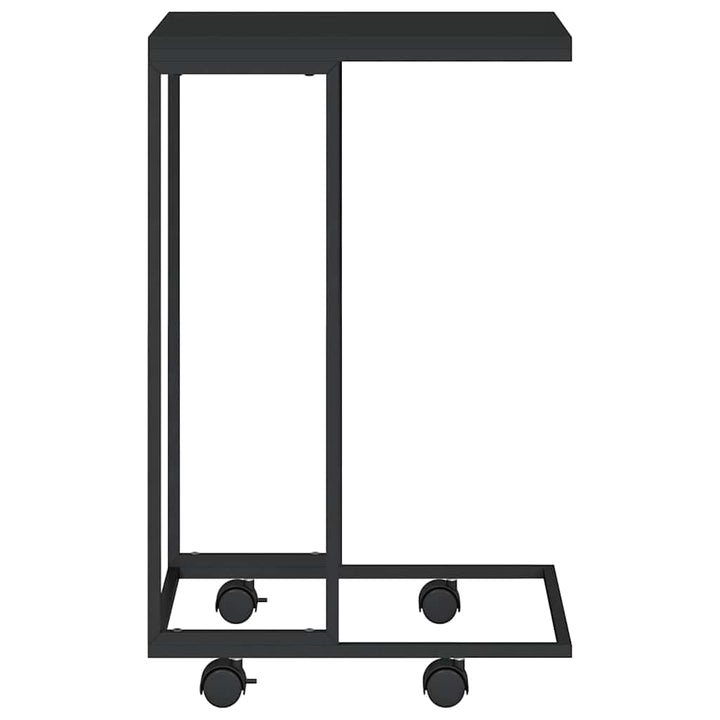 sidebord med hjul 40x30x63,5 cm konstrueret træ sort