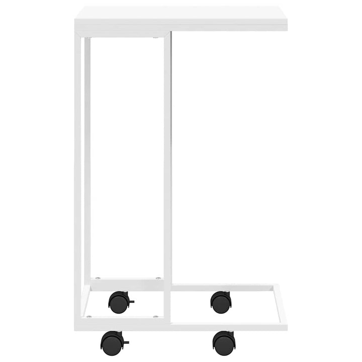 sidebord med hjul 40x30x63,5 cm konstrueret træ hvid