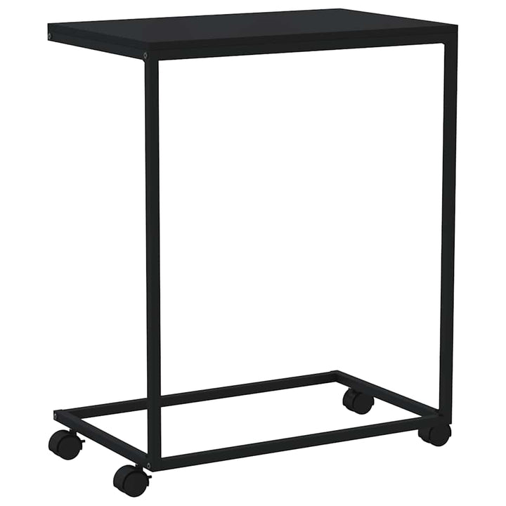 sidebord med hjul 55x35x70 cm konstrueret træ sort