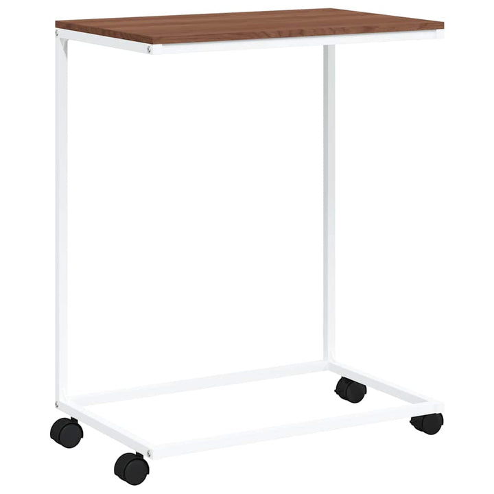 sidebord med hjul 55x35x70 cm konstrueret træ hvid
