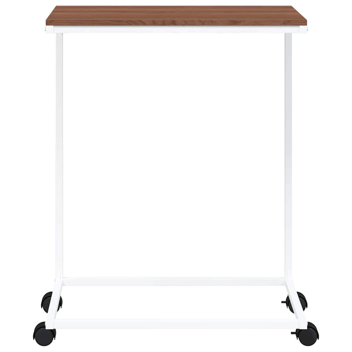 sidebord med hjul 55x35x70 cm konstrueret træ hvid