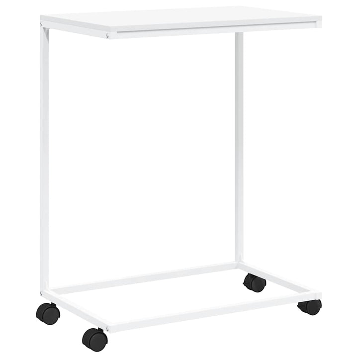 sidebord med hjul 55x35x70 cm konstrueret træ hvid