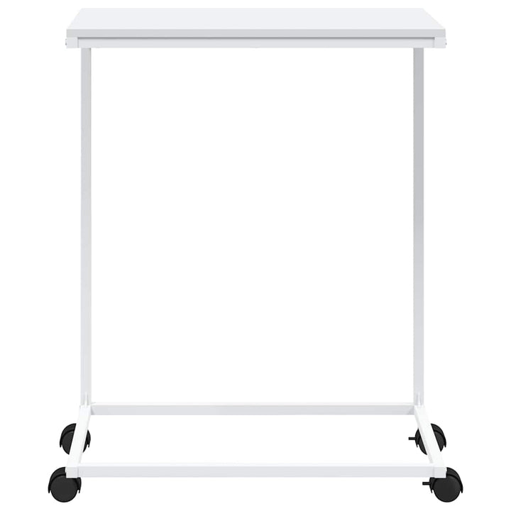 sidebord med hjul 55x35x70 cm konstrueret træ hvid