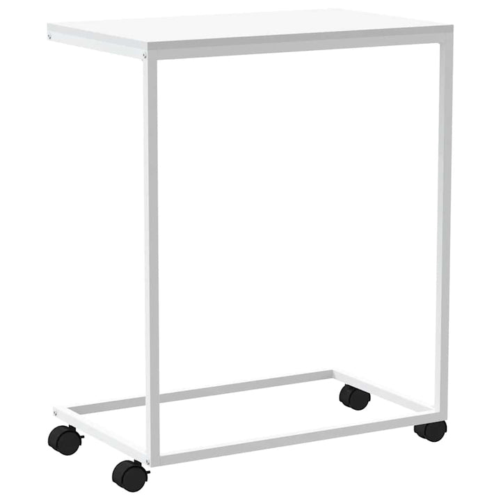 sidebord med hjul 55x35x70 cm konstrueret træ hvid